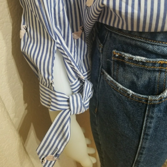 NWT MARC NEW YORK ANDREW FLAMINGO STRIPES BUTTON - Picture 4 of 6